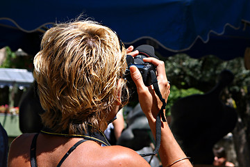 Image showing Blond photographer woman