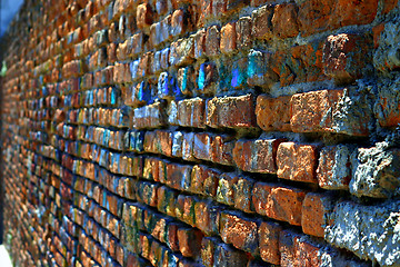 Image showing Rugged red brick wall