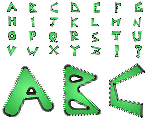 Image showing Electric zig zag alphabet - green