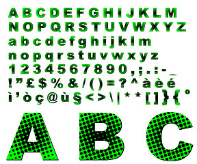 Image showing Dots fantasy alphabet - green