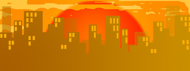 Image showing Cityscape at sunset