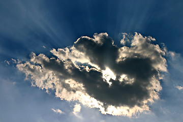 Image showing Sun behind a cloud