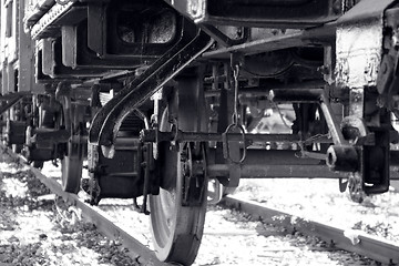 Image showing Locomotive wheel closeup