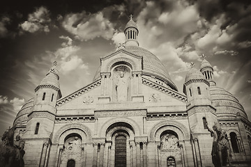Image showing Beautiful sky in Paris - Montmartre and Sacred Heart Cathedral