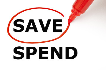 Image showing Save or Spend with Red Marker