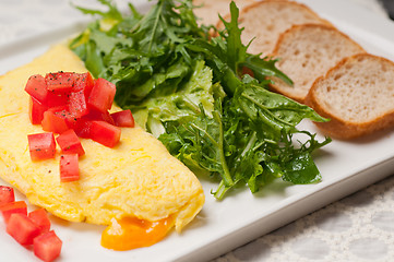 Image showing cheese ometette with tomato and salad