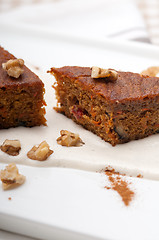 Image showing fresh healthy carrots and walnuts cake dessert