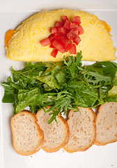 Image showing cheese ometette with tomato and salad