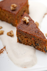 Image showing fresh healthy carrots and walnuts cake dessert