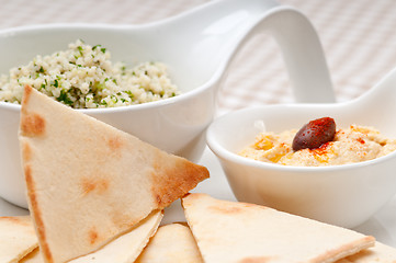 Image showing taboulii couscous with hummus