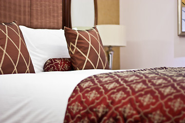 Image showing Pillows in Hotel bedroom