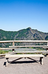 Image showing Bench in front Vesuvius crater