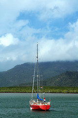 Image showing red sailboat