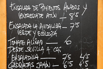 Image showing Spanish menu