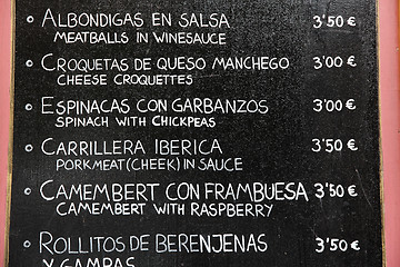 Image showing Menu in Spain