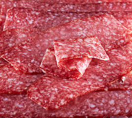 Image showing salami sausage background