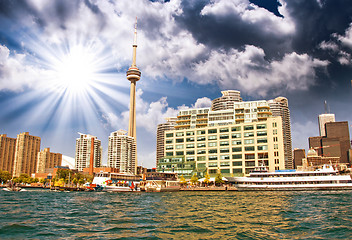 Image showing Beautiful skyline of Toronto from Lake Ontario - Canada
