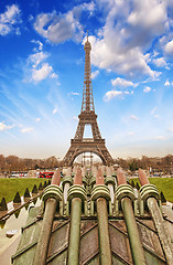Image showing Paris. Beautiful view of Eiffel Tower on a cold December morning
