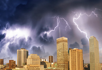 Image showing Montreal skyline with beautiful sky colors - Canada