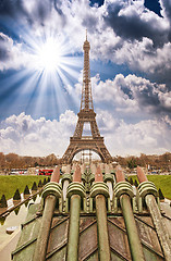 Image showing Paris. Beautiful view of Eiffel Tower on a cold December morning