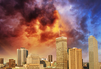 Image showing Montreal skyline with beautiful sky colors - Canada