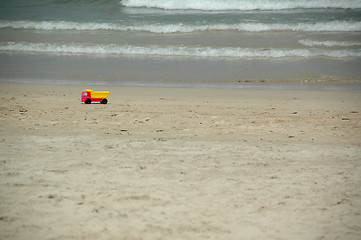 Image showing Beach and toy truck