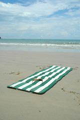 Image showing Beach, sunglasses and madras