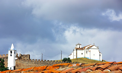 Image showing Old tower and Church