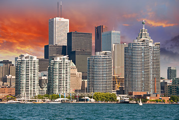 Image showing Toronto. Beautiful view of city skyline from Lake Ontario