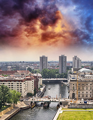 Image showing Aerial view of Berlin and Spree River in a beautiful summer day