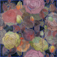 Image showing floral design pattern roses, bud pink