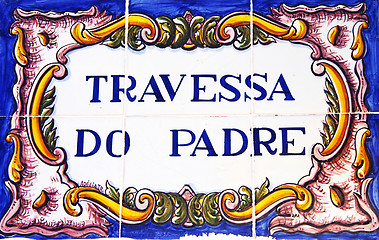 Image showing Portuguese tile plaque on street