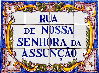 Image showing Portuguese tile plaque on street