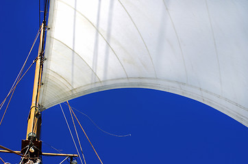 Image showing white sails of yachts and blue sky