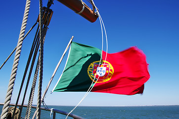 Image showing Portuguese flag on sailboat