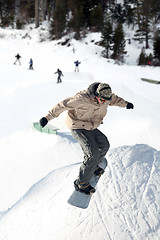 Image showing Snowboard jump