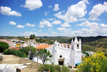 Image showing White church in Mertola, south of Portugal. 