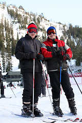 Image showing Family skiing