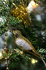 Image showing Christmas golden bird decoration 