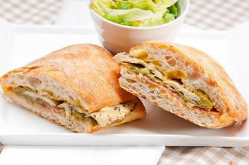 Image showing Italian ciabatta panini sandwich chicken