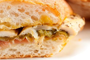 Image showing Italian ciabatta panini sandwich chicken