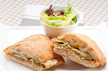 Image showing Italian ciabatta panini sandwich chicken