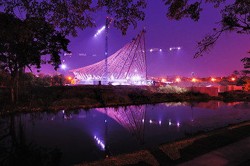 Image showing Building structure at night.