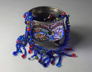 Image showing Silver and enamel