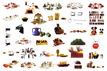 Image showing illustration of isolated set of food on white background 