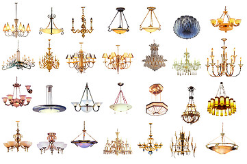 Image showing chandelier and lamp isolated on white background 