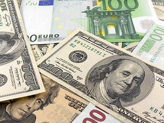 Image showing Background made from euro and dollar banknotes