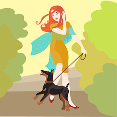 Image showing girl with dog