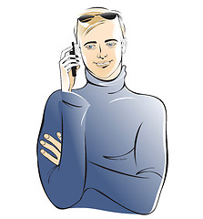 Image showing  young man  make phone calls 