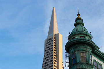 Image showing San Francisco Icons Transamerica Pyramid and the Columbus Buildi